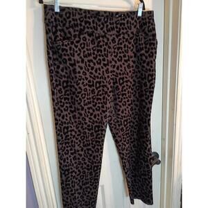 Perfect Stretch By Chicos Ankle Pants Leopard Print Brown And Black Sz 2.5 XL
